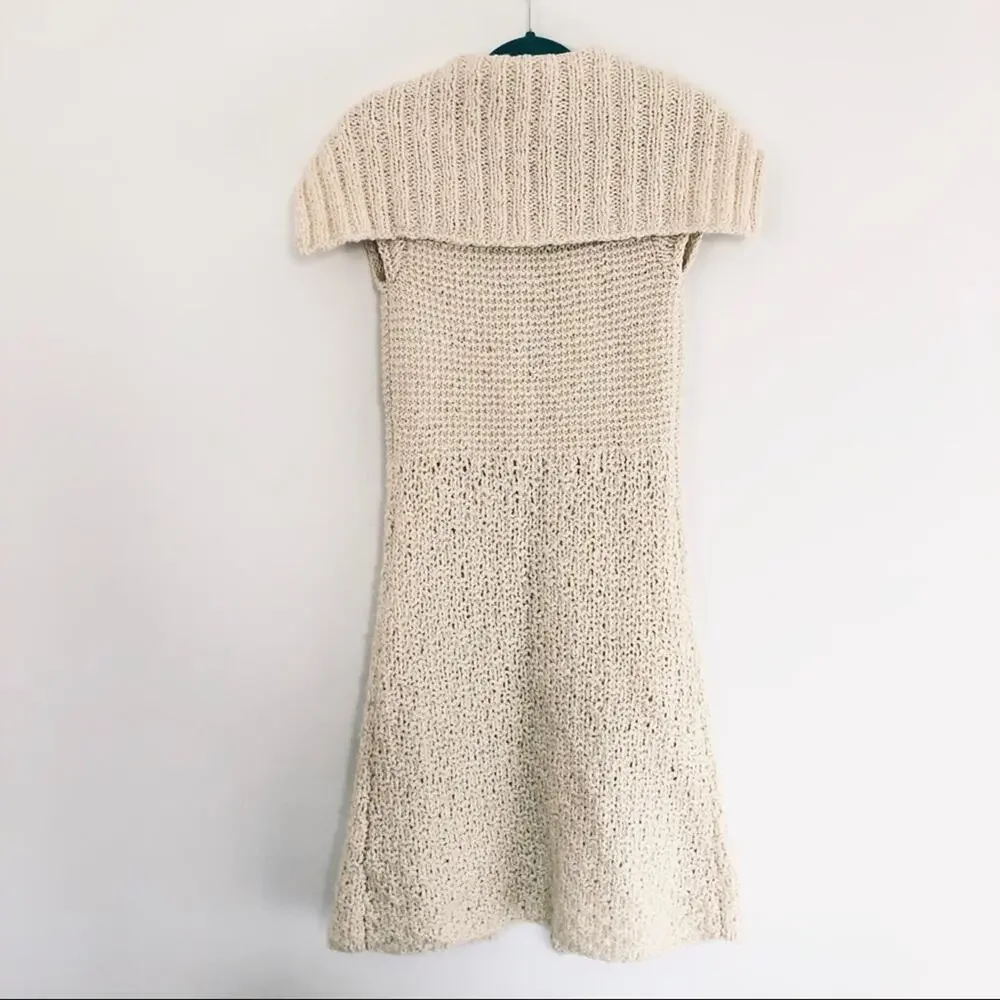 FREE PEOPLE RARE! Handmade Fisherman’s Wool Cardigan Sweater Duster Cream XS